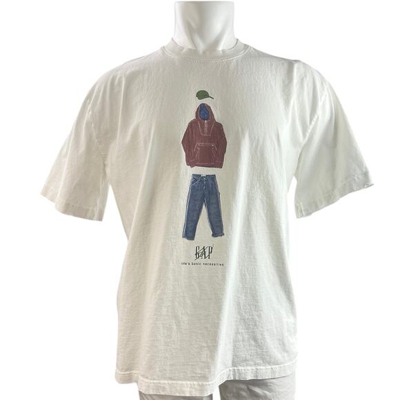 GAP Men's White Cotton Short Sleeve Classic Fit Graphic Tee T-Shirt Top Size M - Picture 1 of 4